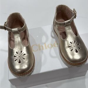 Chloé Gold Kids Shoes